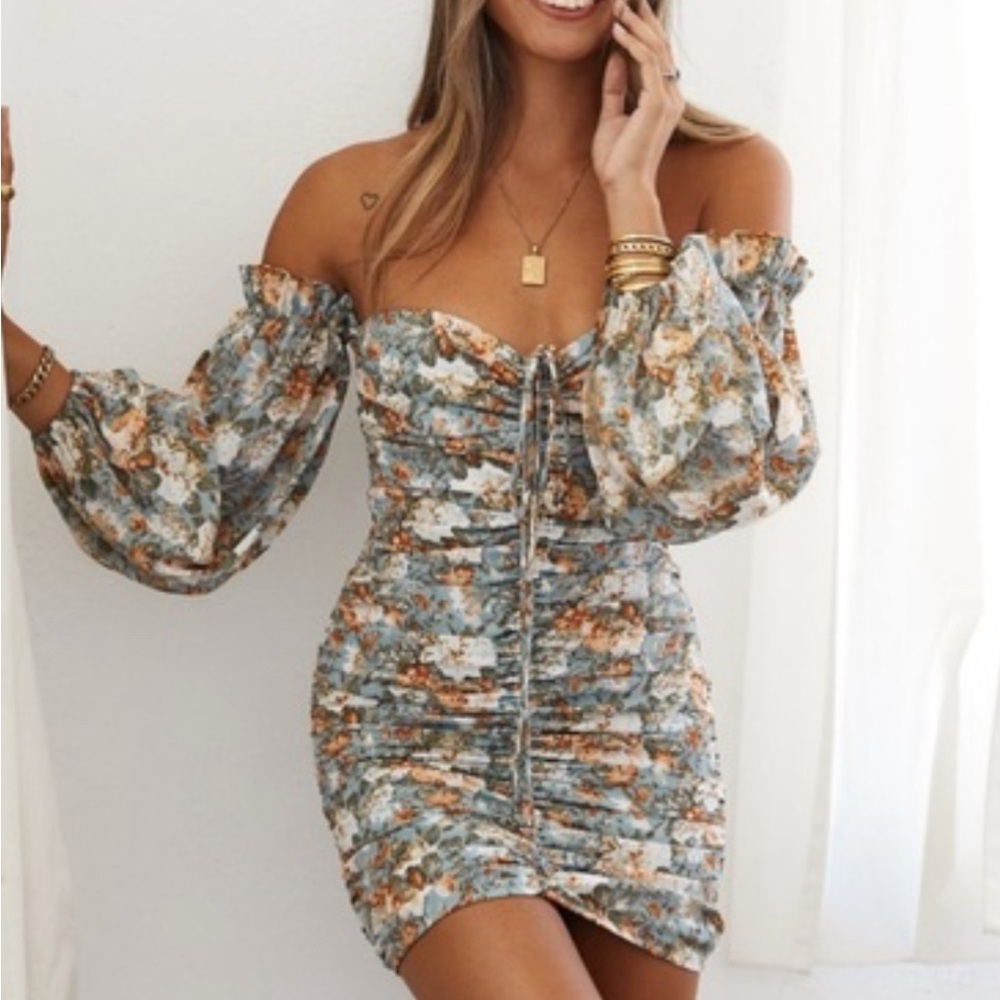 NWT Hello Molly Basque Country Floral Mini Dress in Sage Multi sz US 6